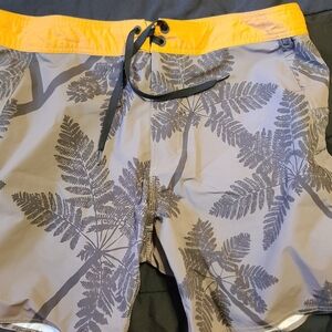 Men's Yellow and Gray Swim Shorts